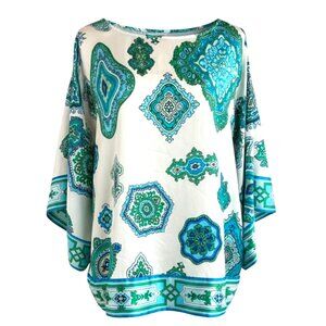 Chico’s Silky Medallion Print Tunic Top Size 2 L/XL Boho